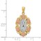 14K Tri-Color Gold Guadalupe Pendant Charm Jewelry 23 x 15 mm